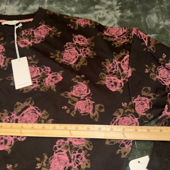 Taelynn Crew Neck Flower Printed Sweat Shirt Women's Large Pullover Lounge Wear - Picture 7 of 10